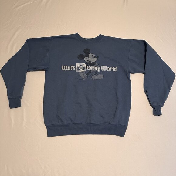 Walt Disney World Blue MICKEY MOUSE Classic Pullover Sweatshirt Size Medium - Picture 1 of 10